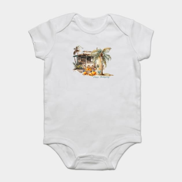 Watercolor Beach Thanksgiving Baby Bodysuit by HolidayBug